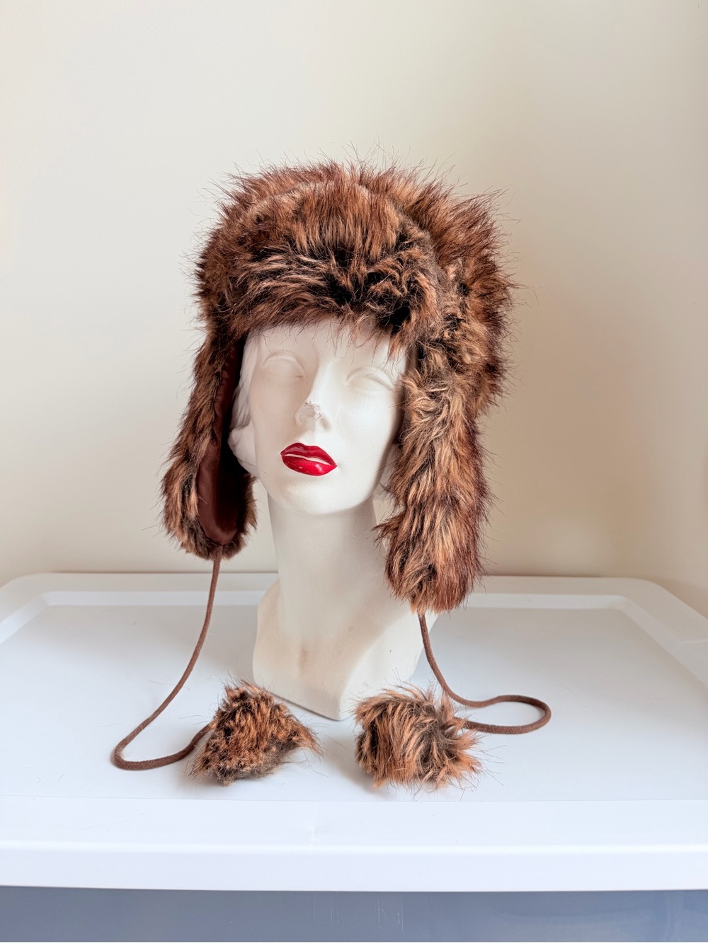 Russian Ushanka Style Luxury Brown Fur Trapper Hat with Earflaps